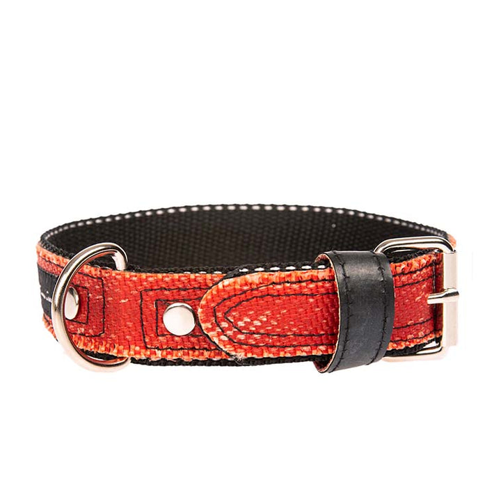 Rotes Hundehalsband in 3cm breite aus Feuerwehrschlauch