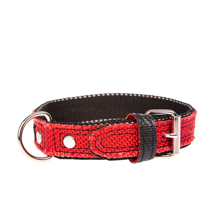 kirschrotes Halsband aus Feuerwehrschlauch in 3cm breite