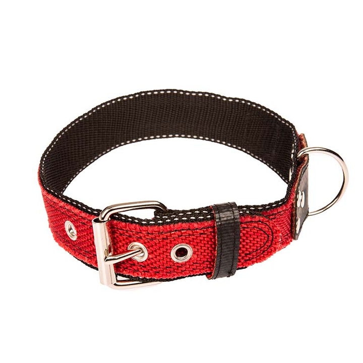 Halsband aus Feuerwehrschlauch in Kirschrot, 4 cm