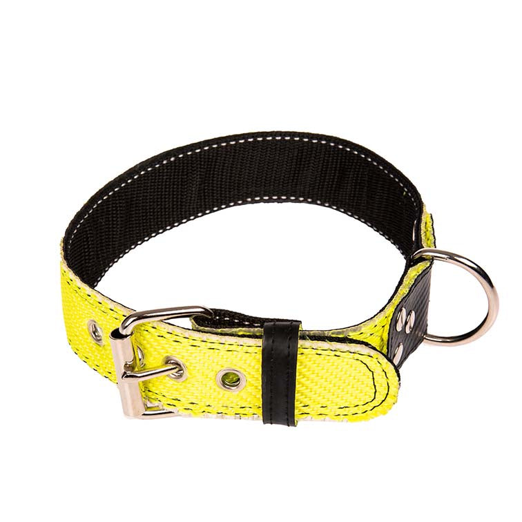 Hundehalsband Neongelb aus Feuerwehrschlauch in verschiedenen Breiten, hier in 4cm breite