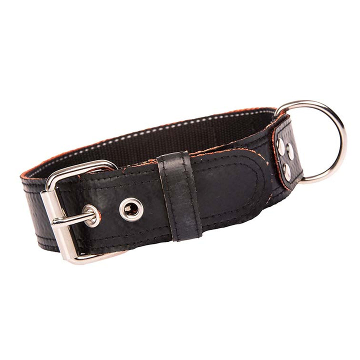 Schwarzes Hundehalsband aus Feuerwehrschlauch in 4cm breit.