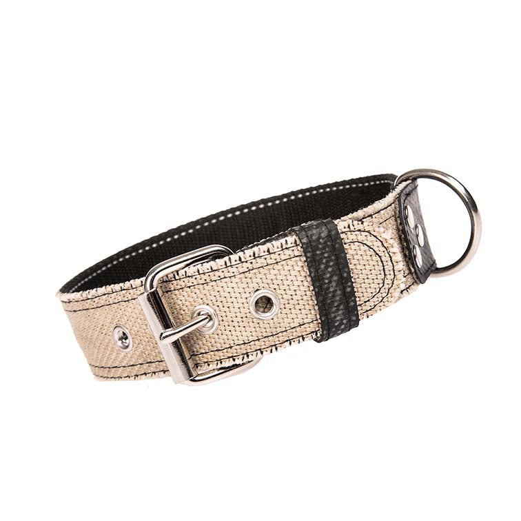 weißes Hundehalsband in 4cm breite aus Feuerwehrschlauch