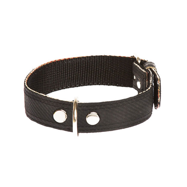 Schwarzes Hundehalsband aus Feuerwehrschlauch, 3cm breit, Anfertigung aus Maß