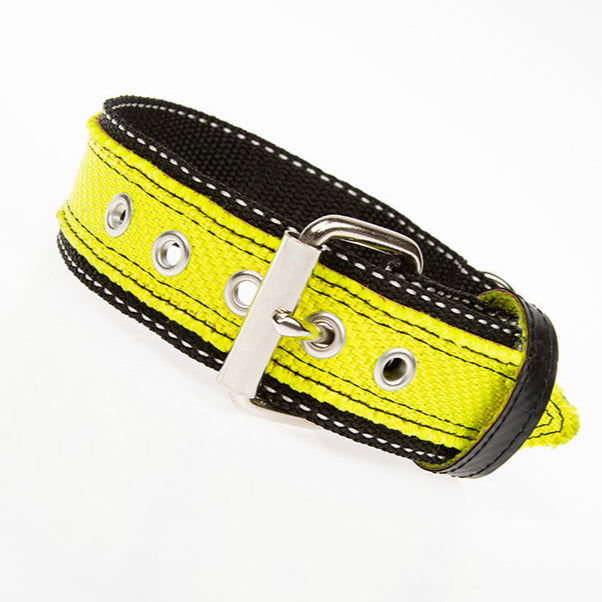 Halsband aus Feuerwehrschlauch für Hunde in 4cm breite - Farbe: neongelb
