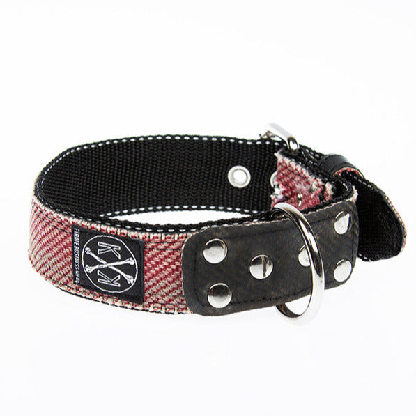 Rotes Hundehalsband aus Feuerwehrschlauch in 4cm breite