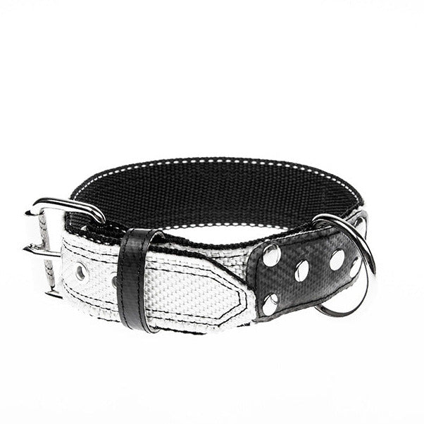 Weißes Hundehalsband aus Feuerwehrschlauch in 4cm breite