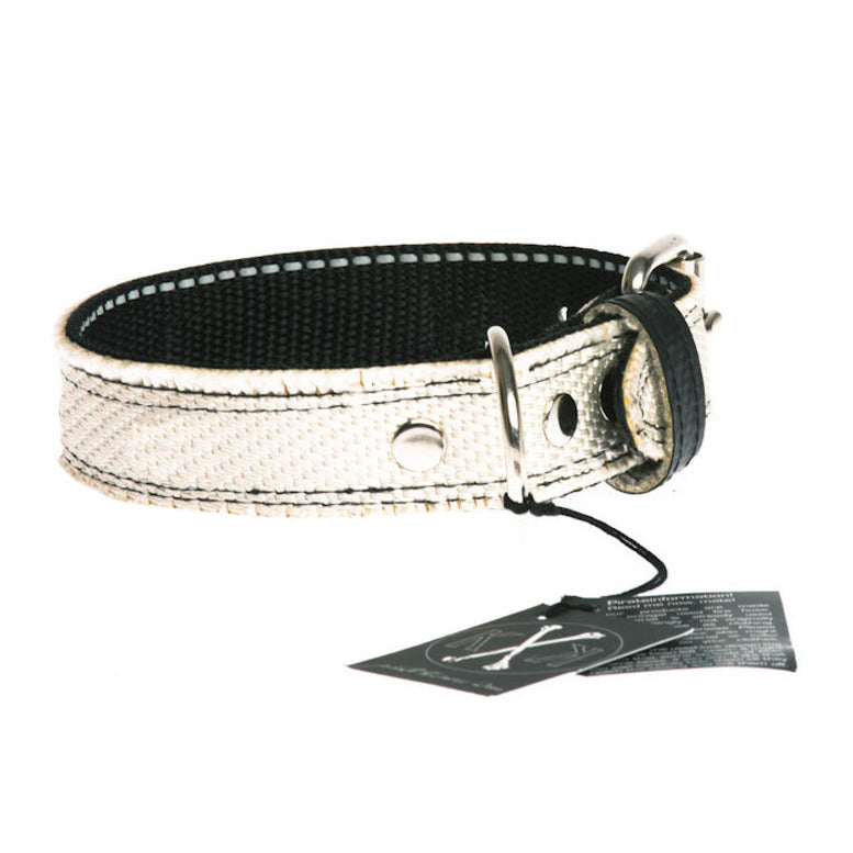 Weißes Halsband für Hunde aus Feuerwehrschlauch 3cm breit
