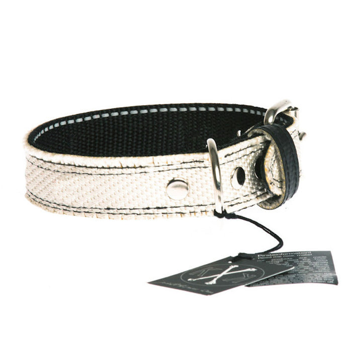 Weißes Halsband für Hunde aus Feuerwehrschlauch 3cm breit