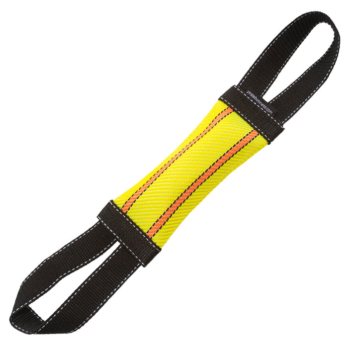 Apportier- und Zerrspielzeug für Hunde aus Feuerwehrschlauch, besonders langlebig.