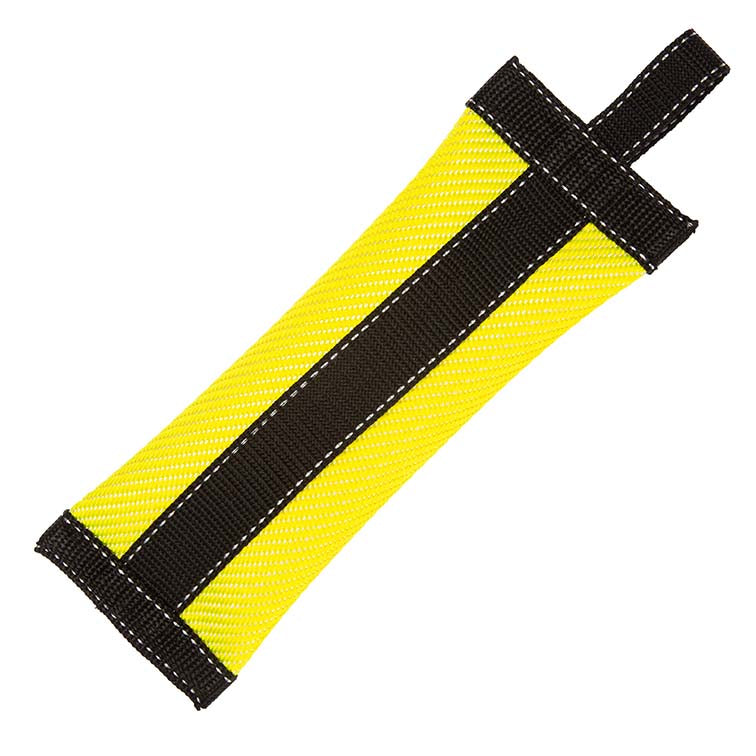 Praktischer Futterdummy aus Feuerwehrschlauch mit sicherem Reißverschluss für Leckerlis.