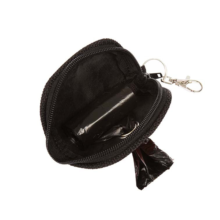 Stabiler Feuerwehrschlauch-Kotbeutelhalter mit Karabiner zur Befestigung an Leine oder Gürtel.
