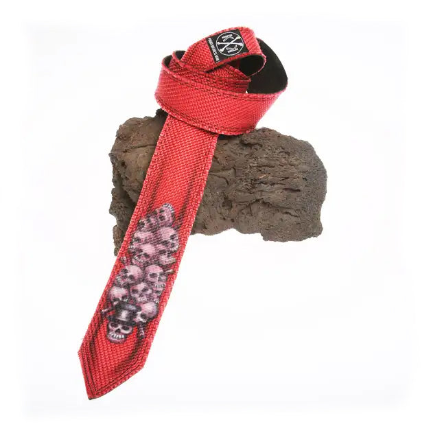 Rote Krawatte mit Totenkopf Airbrush